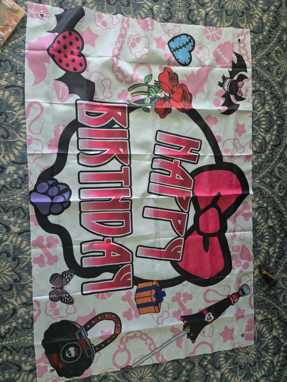 Monster High Theme Happy Birthday Party Banner - Pink